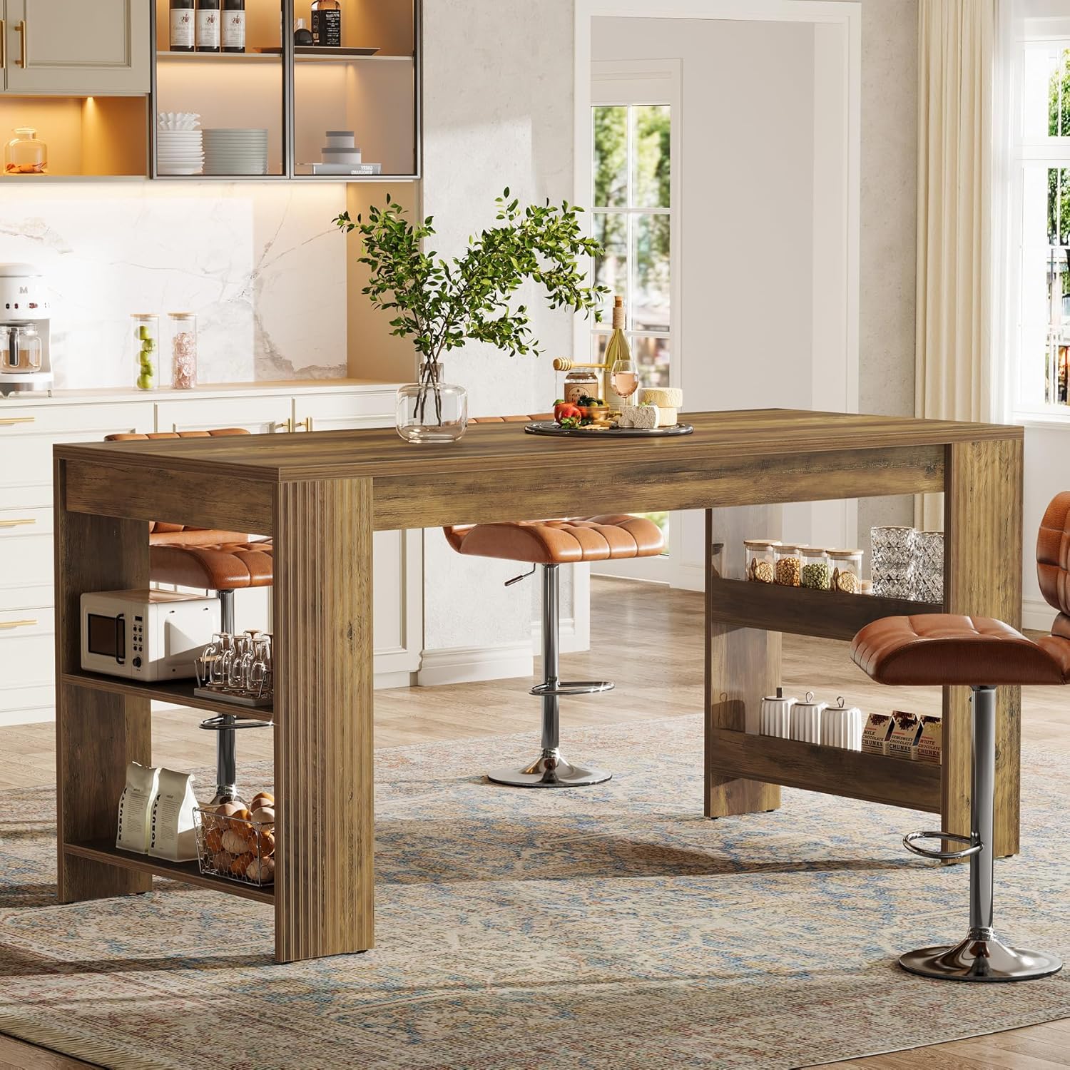 63-Inch Kitchen Island with St - مراجعة Home Bar Shelves وسعره