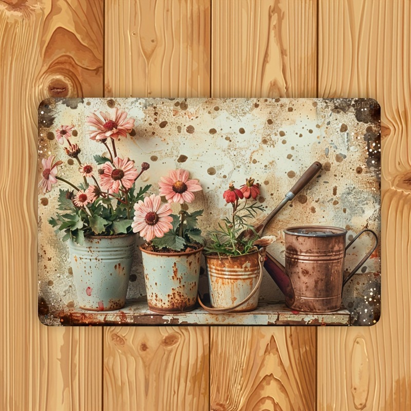 Vintage Floral Metal Tin Sign  - مراجعة Home Bar And Restaurant وسعره