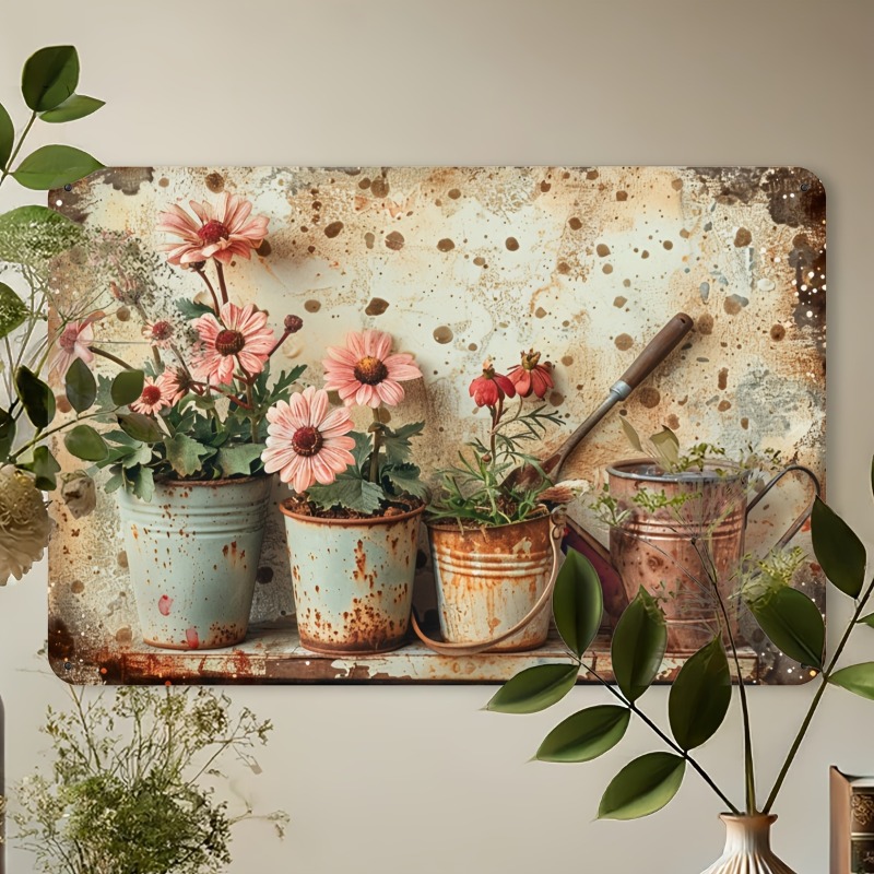 Vintage Floral Metal Tin Sign  - مراجعة Home Bar And Restaurant وسعره