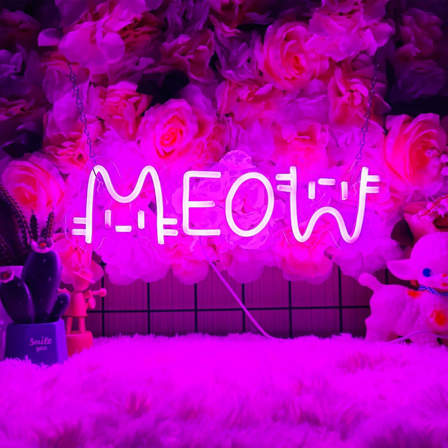 Meow Neon Sign Cat USB Powered - مراجعة Home Bar Signs وسعره