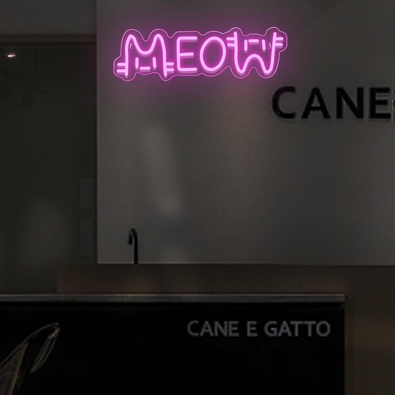 Meow Neon Sign Cat USB Powered - مراجعة Home Bar Signs وسعره