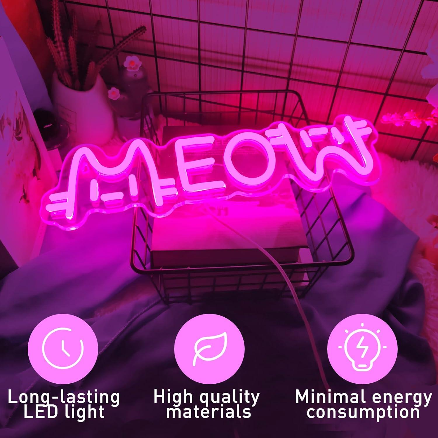 Meow Neon Sign Cat USB Powered - مراجعة Home Bar Signs وسعره