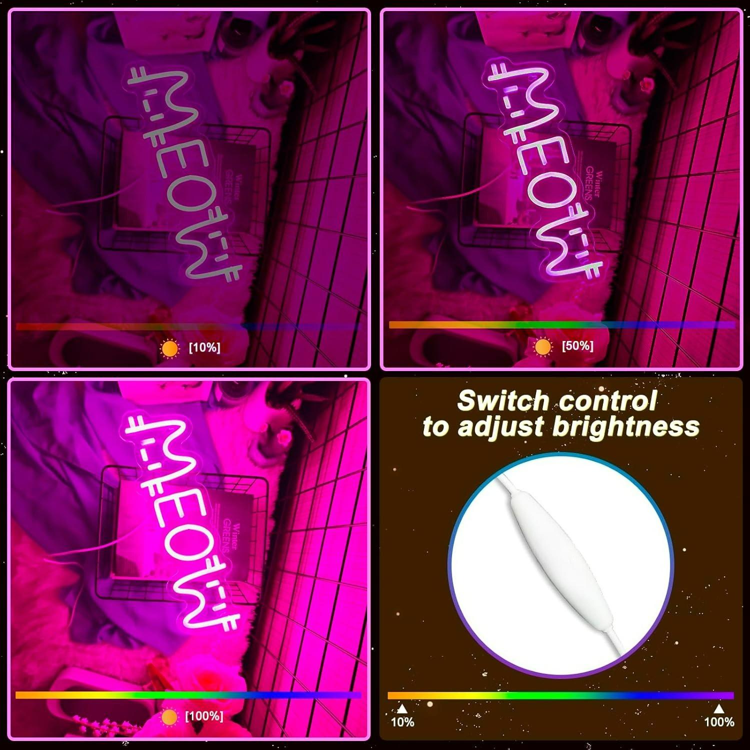 Meow Neon Sign Cat USB Powered - مراجعة Home Bar Signs وسعره