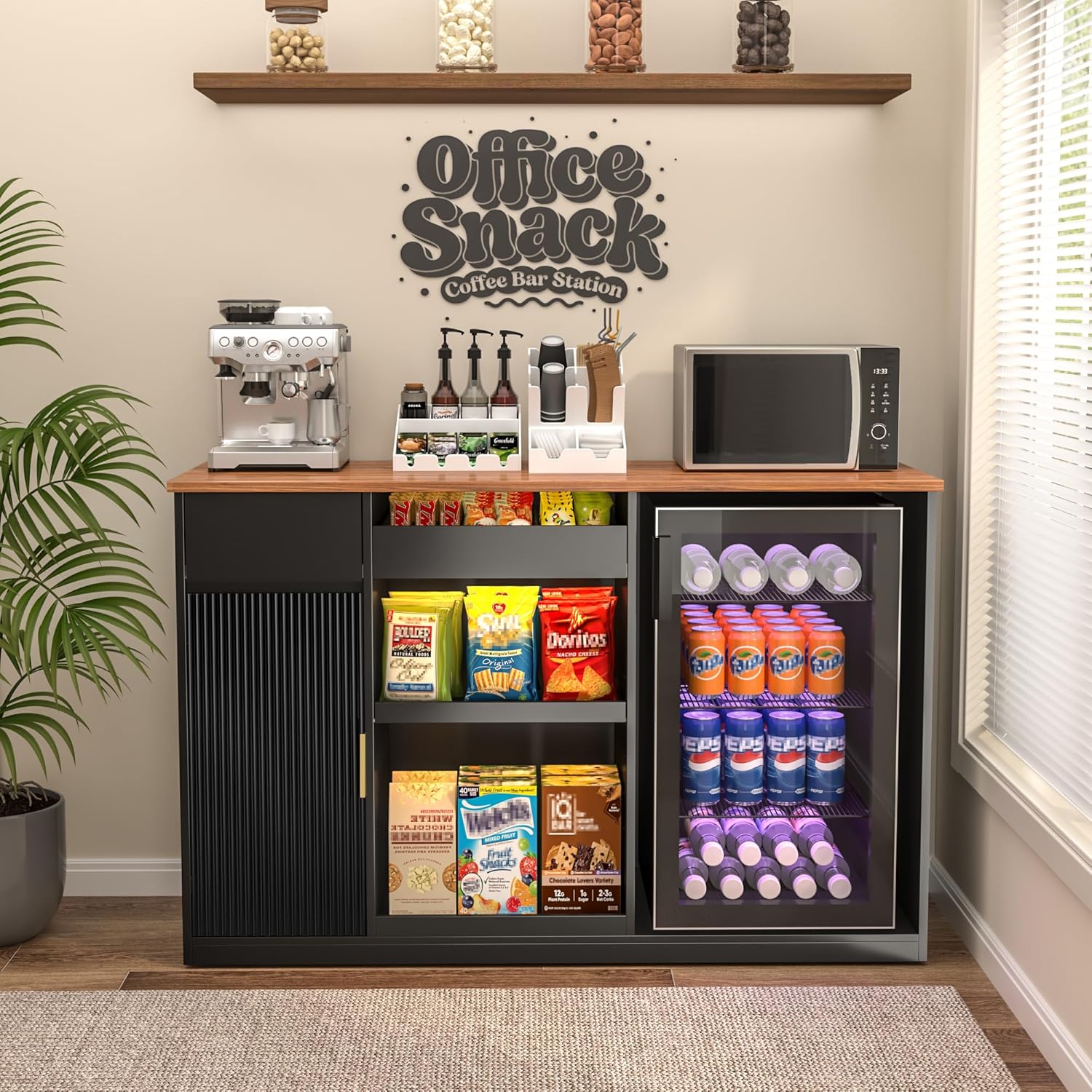 Snack Bar Cabinet with Fridge  - مراجعة Home Bar Shelves وسعره