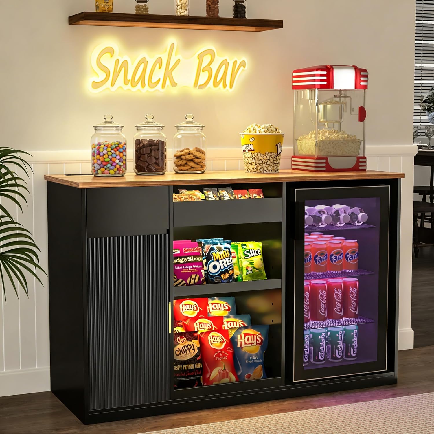 Snack Bar Cabinet with Fridge  - مراجعة Home Bar Shelves وسعره
