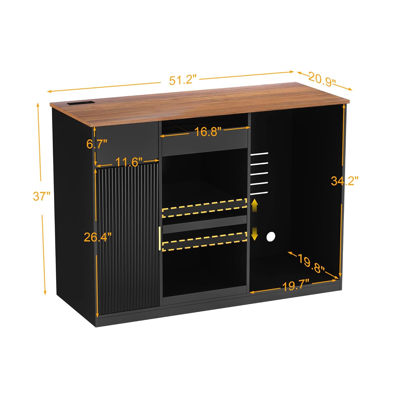 Snack Bar Cabinet with Fridge  - مراجعة Home Bar Shelves وسعره