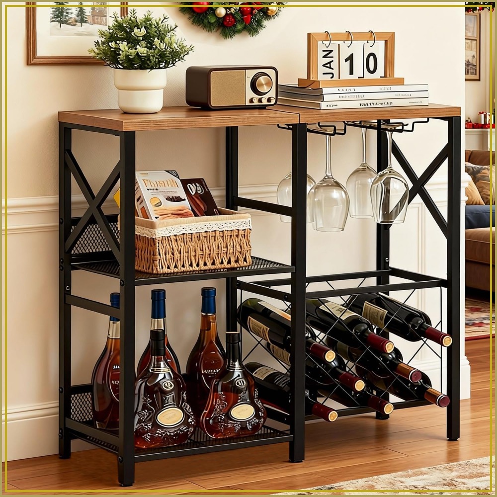 Rustic Freestanding Wine Rack  - مراجعة Home Bar And Cabinet وسعره