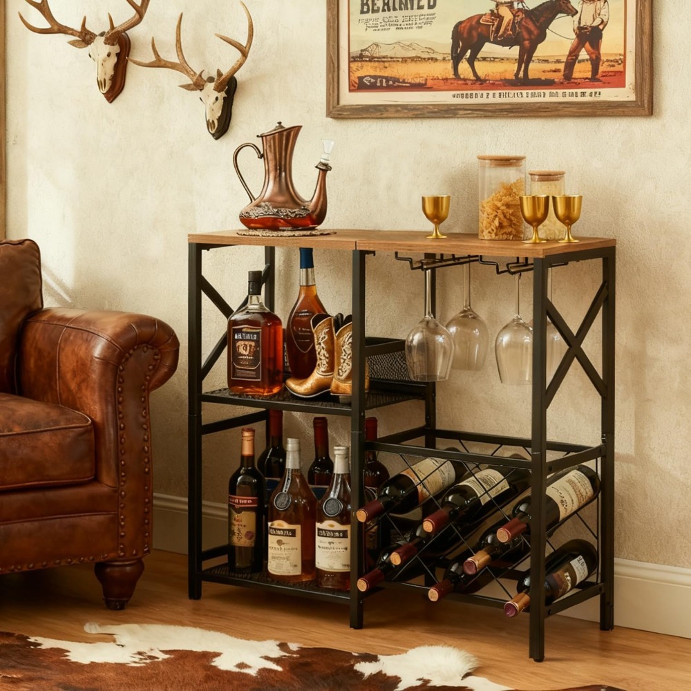 Rustic Freestanding Wine Rack  - مراجعة Home Bar And Cabinet وسعره