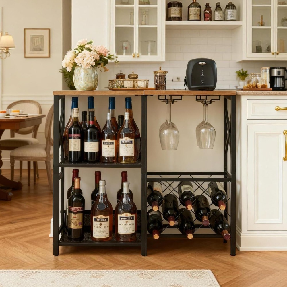 Rustic Freestanding Wine Rack  - مراجعة Home Bar And Cabinet وسعره