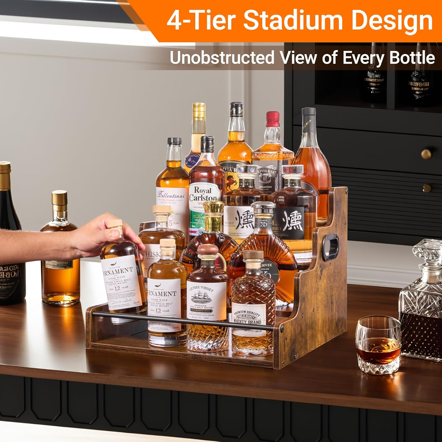 Liquor Bottle Display Shelf, C - مراجعة Home Bar And Cabinet وسعره