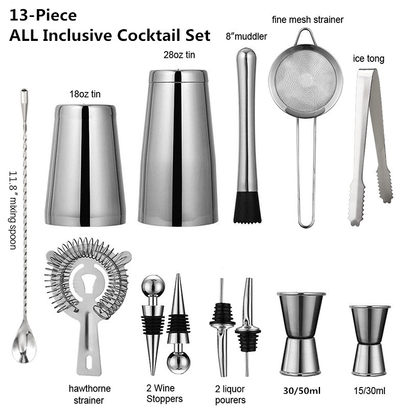 13Pcs/Set Stainless Steel Cock - مراجعة Boston Shaker Set وسعره