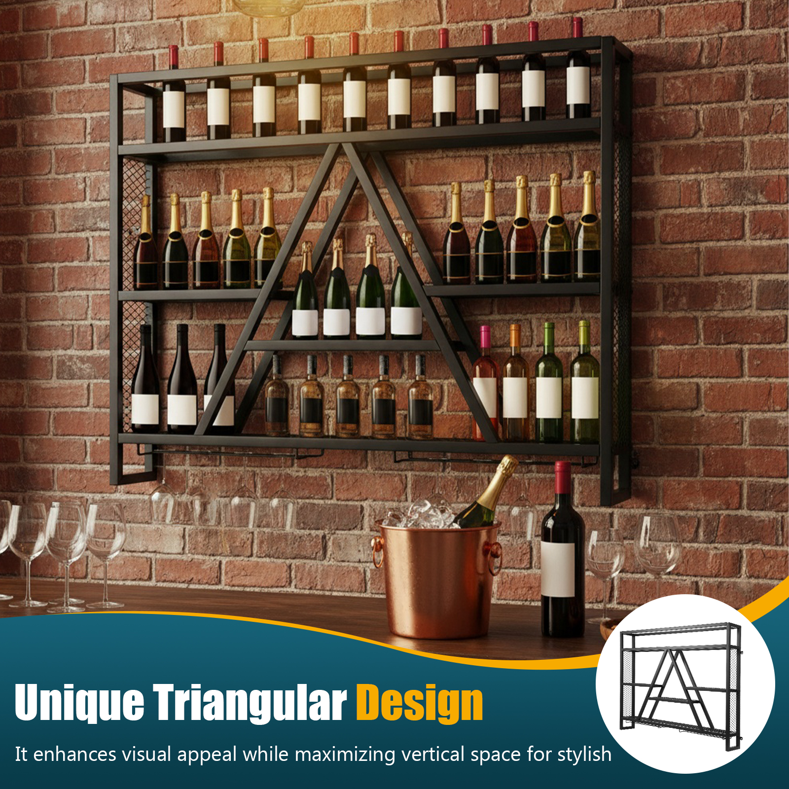 Metal Bottle & Glass Holder Mu - مراجعة Home Bar Shelves وسعره