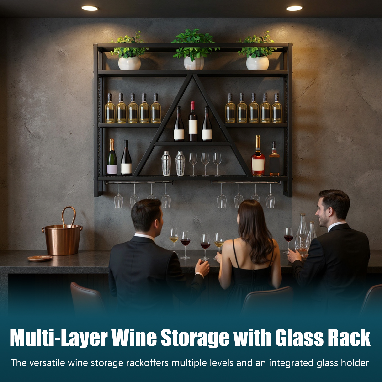 Metal Bottle & Glass Holder Mu - مراجعة Home Bar Shelves وسعره