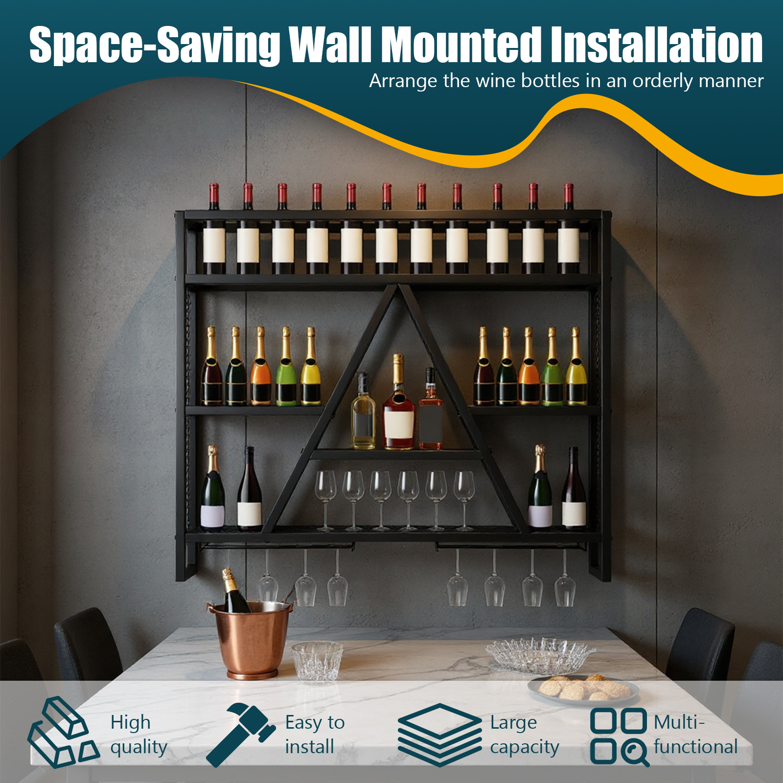 Metal Bottle & Glass Holder Mu - مراجعة Home Bar Shelves وسعره