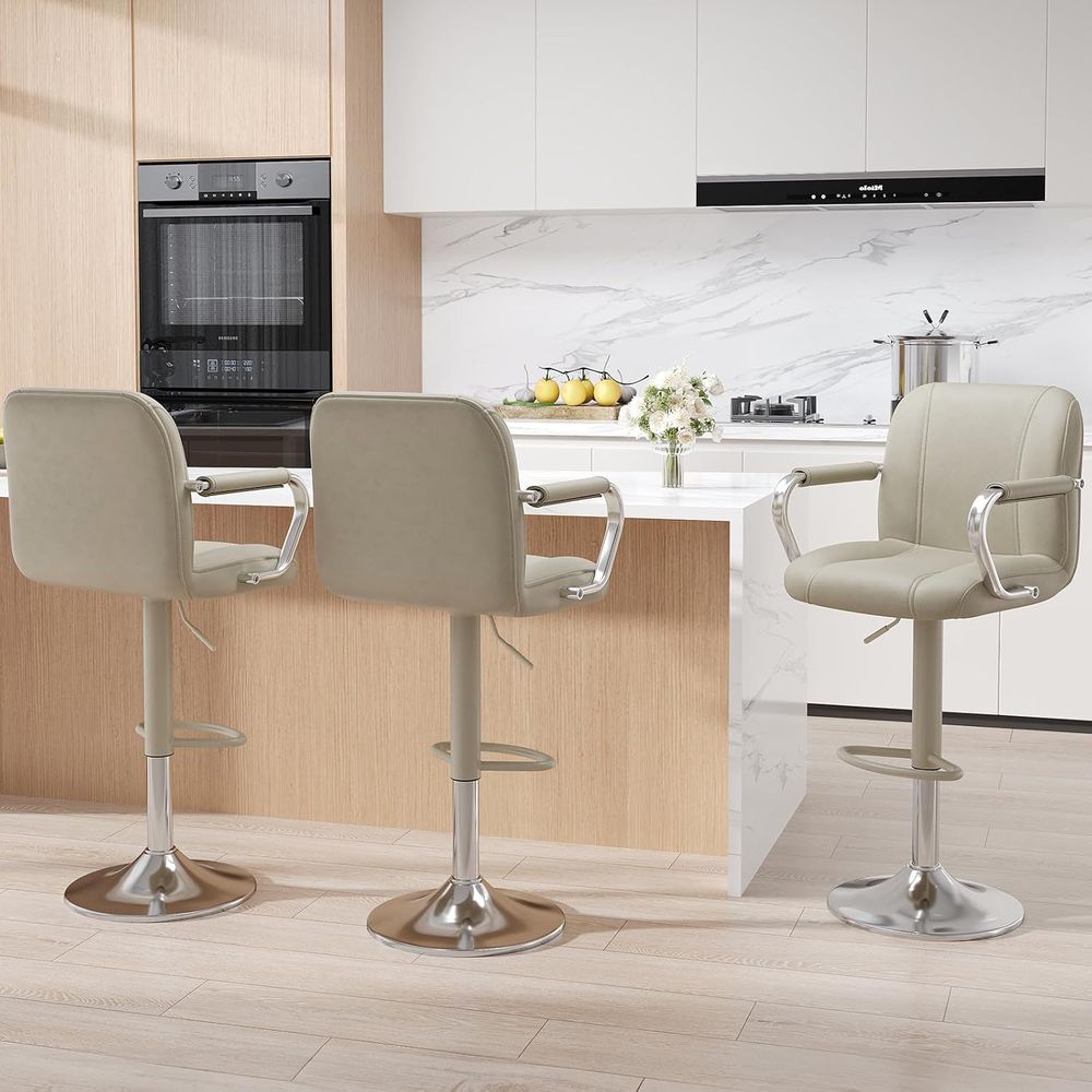3 Beige Adjustable Swivel Coun - مراجعة Home Bar Seating وسعره