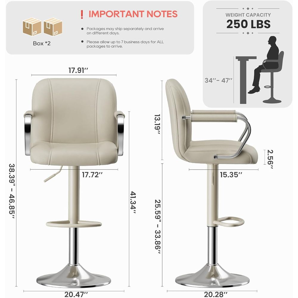3 Beige Adjustable Swivel Coun - مراجعة Home Bar Seating وسعره