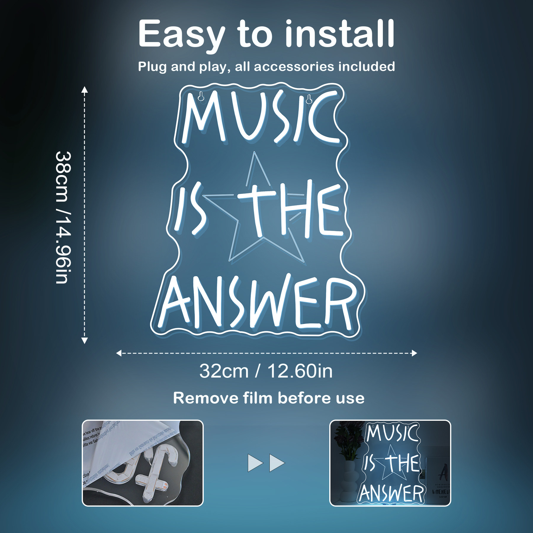 Music Is The Answer Neon Sign  - مراجعة Home Bar Word وسعره