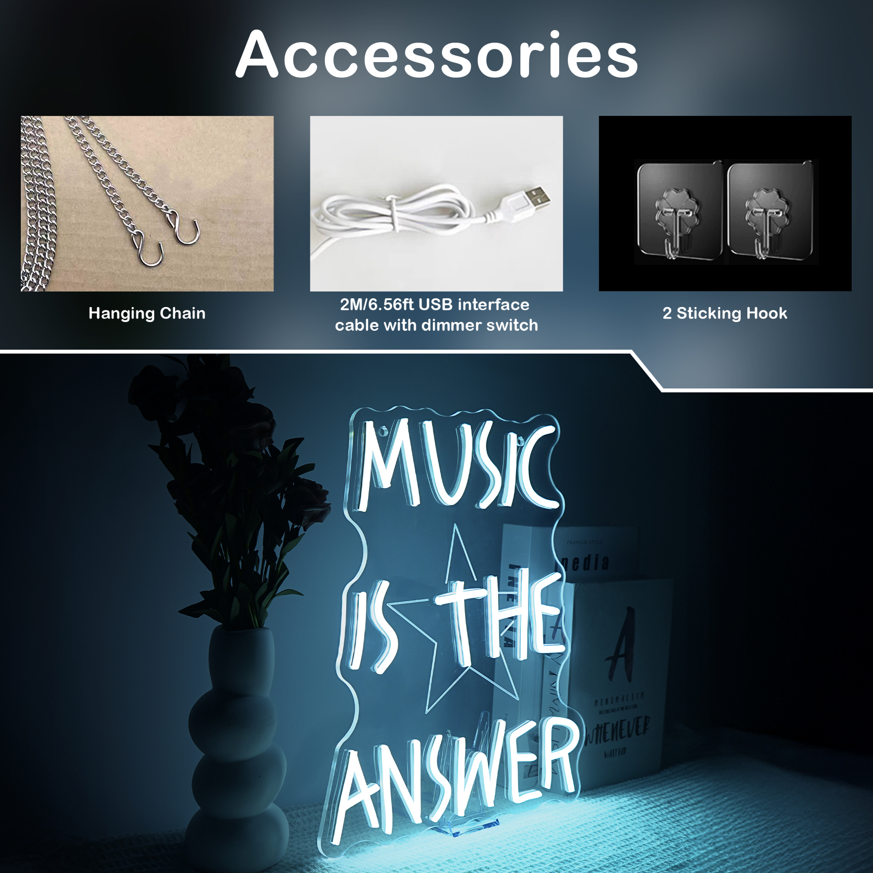Music Is The Answer Neon Sign  - مراجعة Home Bar Word وسعره