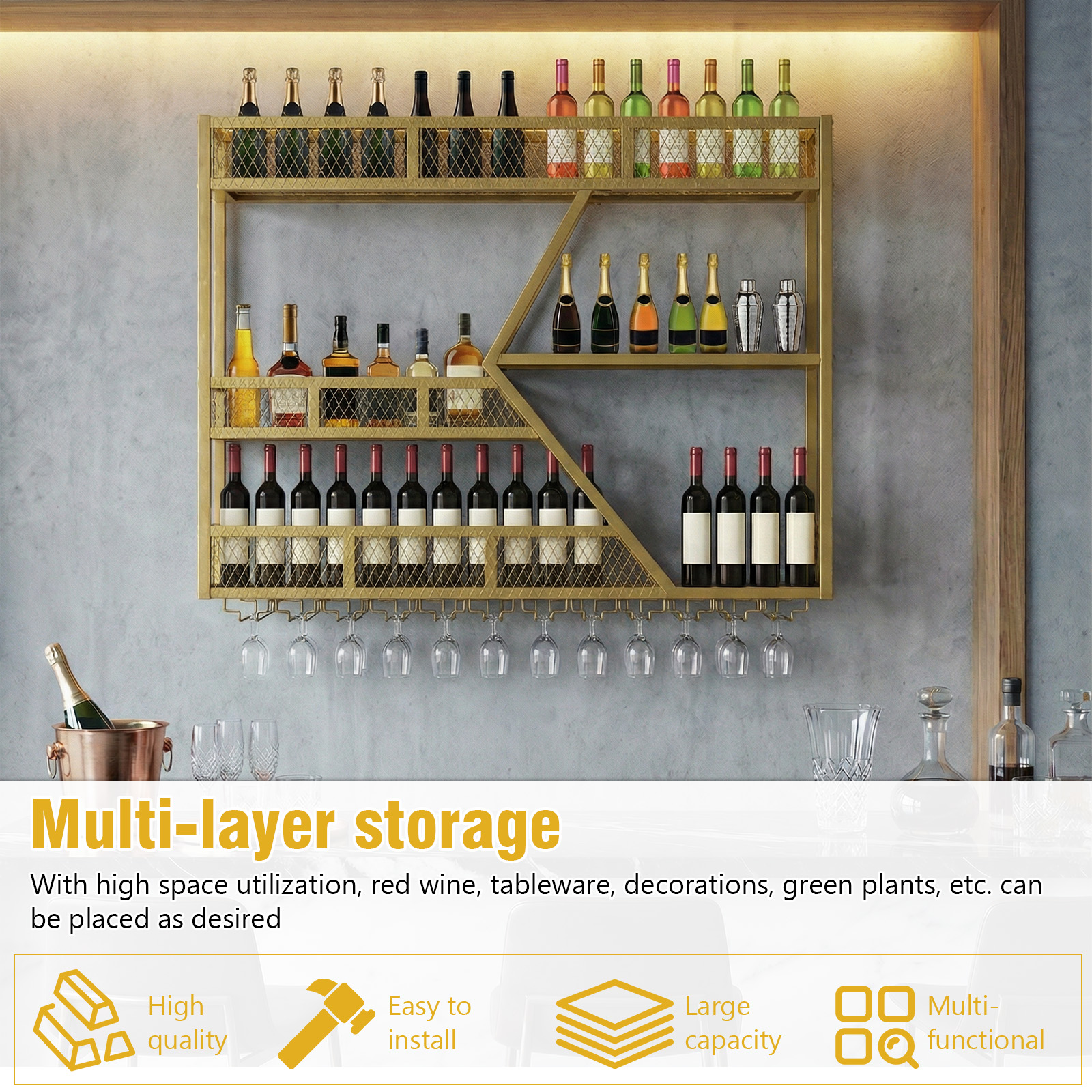 39in 3-Tiers Floating Bar Shel - مراجعة Home Bar Shelves وسعره