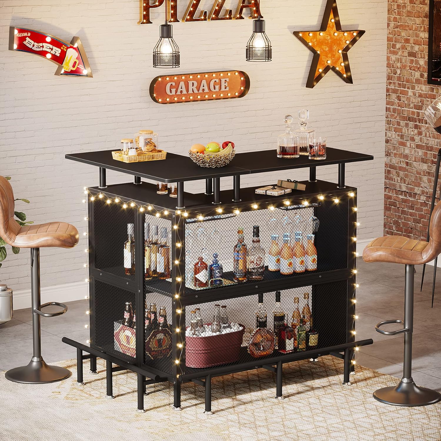 Home Bar Unit, L-Shaped Bar Ta - مراجعة Home Bar Shelves وسعره