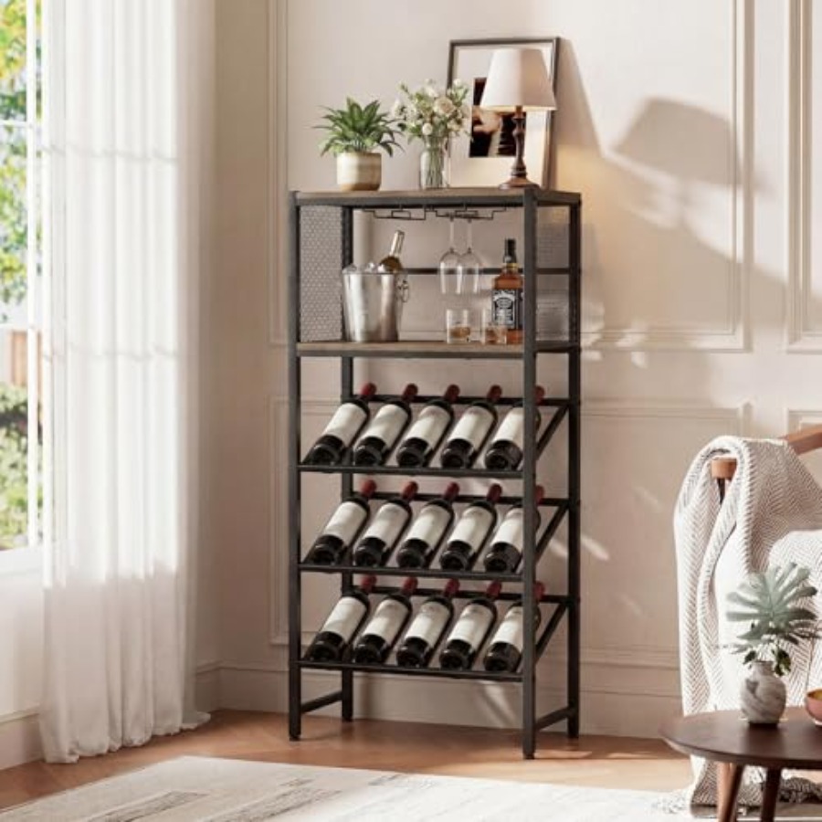 Corner Wine Rack with Glass Ho - مراجعة Home Bar And Cabinet وسعره