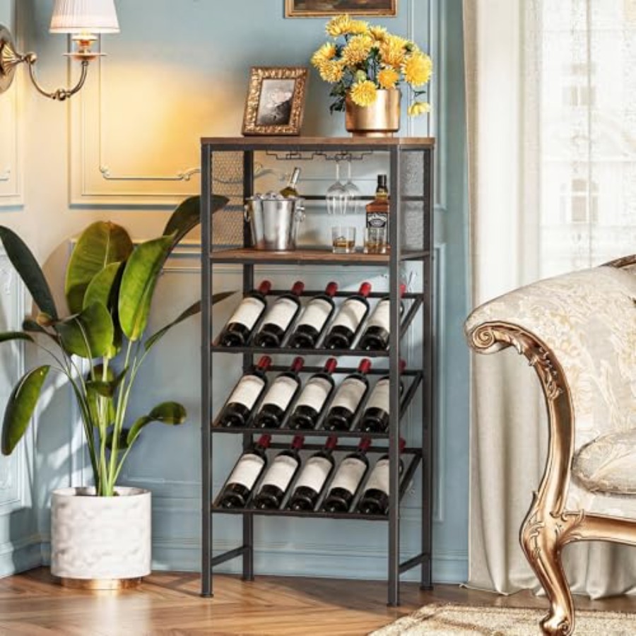 Corner Wine Rack with Glass Ho - مراجعة Home Bar And Cabinet وسعره