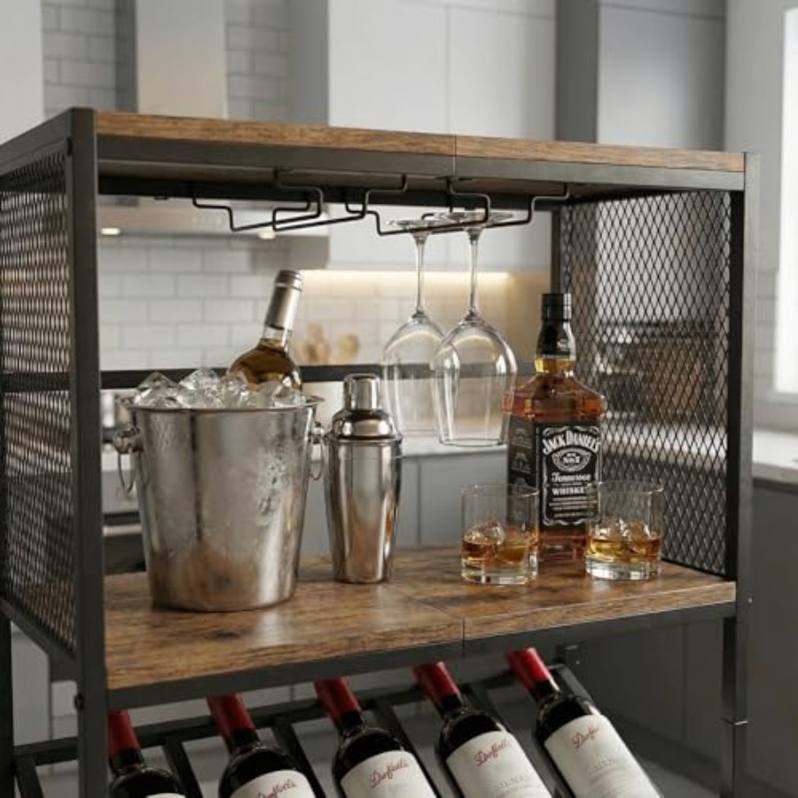 Corner Wine Rack with Glass Ho - مراجعة Home Bar And Cabinet وسعره