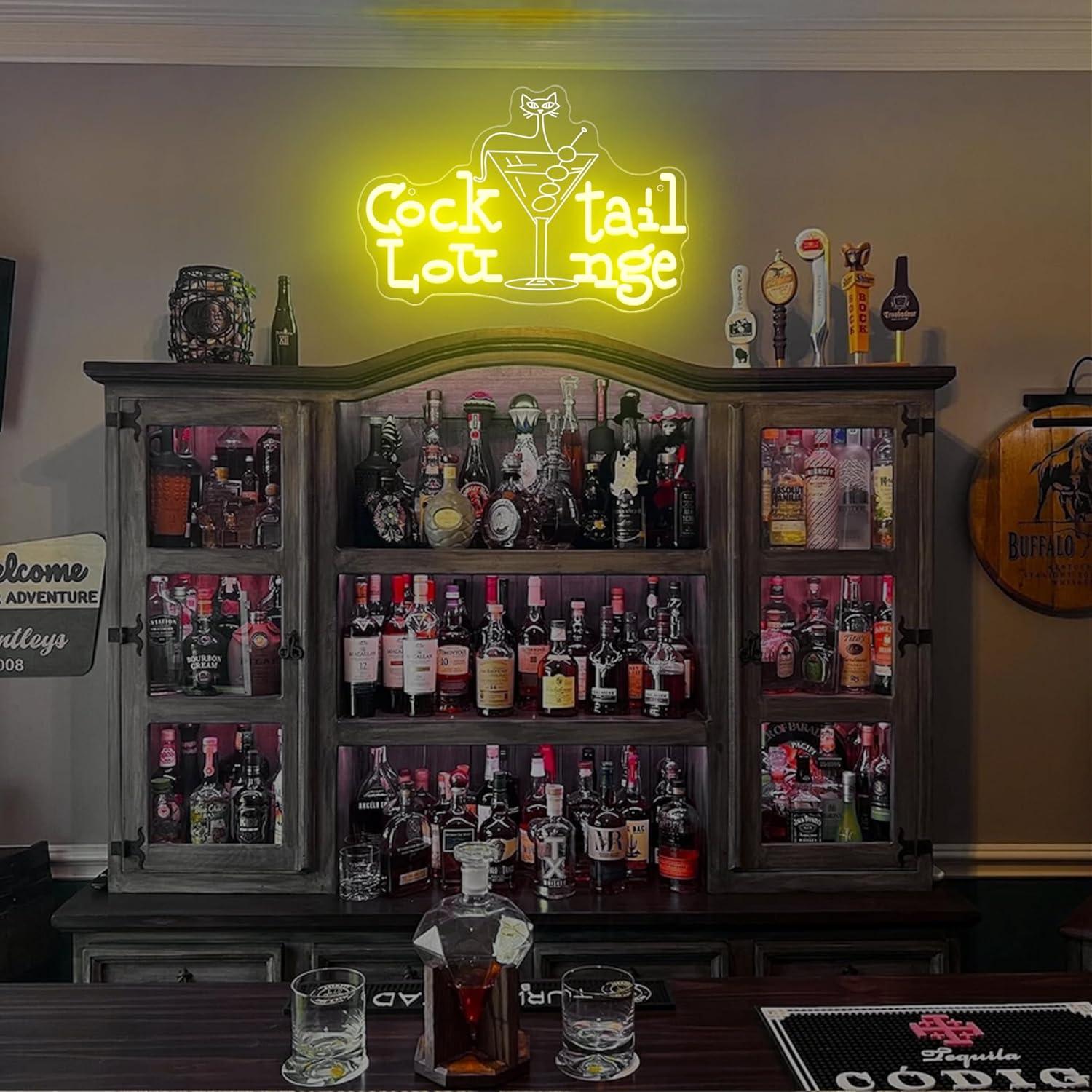 Cocktail Lounge Neon Sign Dimm - مراجعة Home Bar Signs وسعره