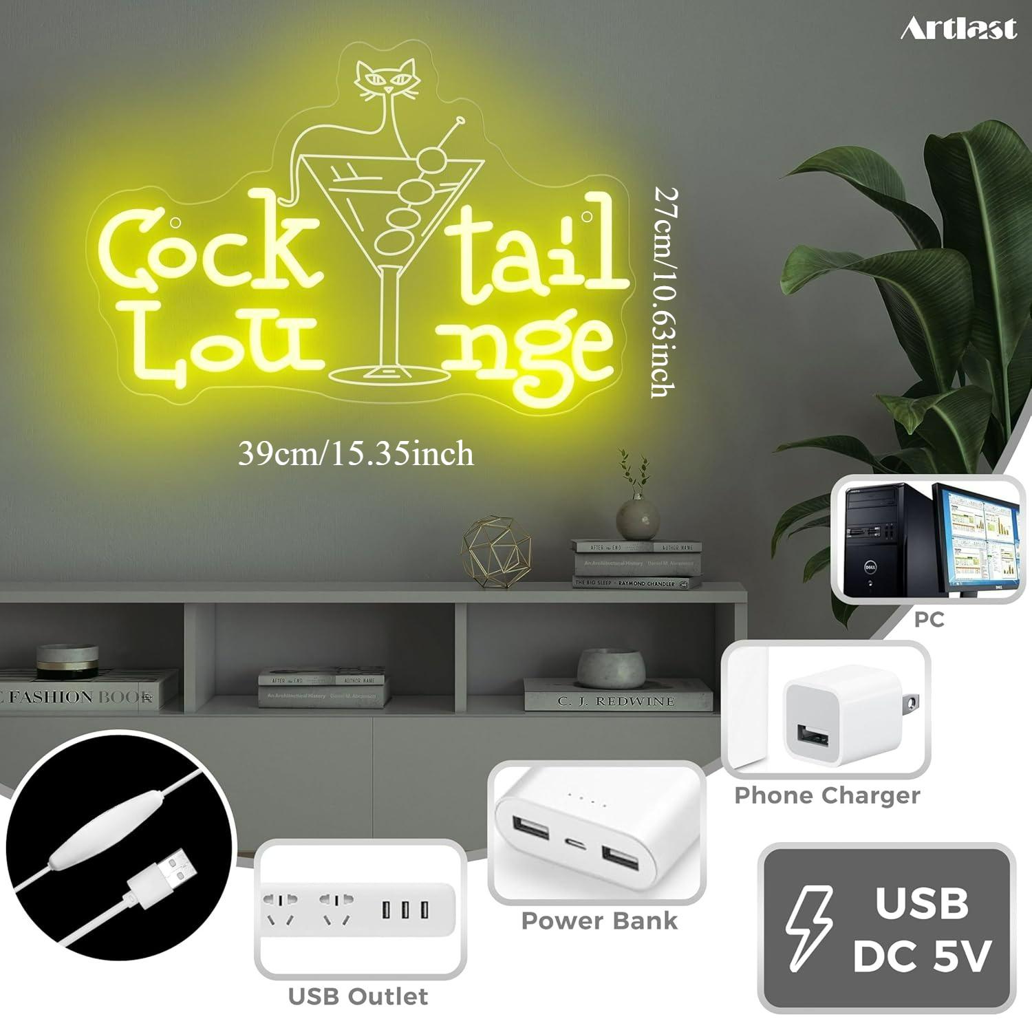 Cocktail Lounge Neon Sign Dimm - مراجعة Home Bar Signs وسعره